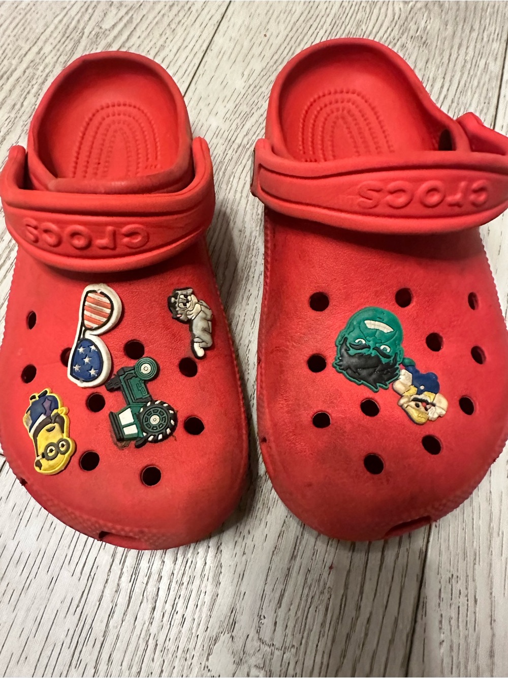 CROCS Kids Red Slip-On Clogs with Jibbitz Charms